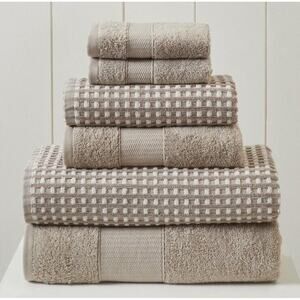 Modern Threads Oxford 6-Piece Yarn Dyed Adult Cotton Bath Towel Set Cobblestone